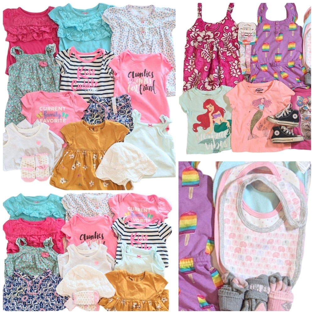 Baby Girl's 29pc. Lot! 18M One-Pieces Rompers Tops OshKosh Spring Summer 12-18M